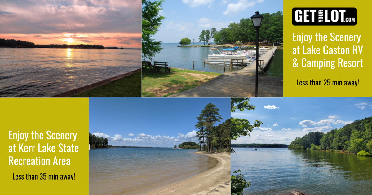 Enjoy the Scenery at Lake Gaston RV & Camping Resort in less than 25 minutes and Kerr Lake State Recreation Area in less than 35 minutes